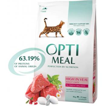 OPTIMEAL pre mačky s vysokým obsahom teľaciny 4 kg