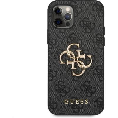 GUESS Гръб Guess PU 4G Metal Logo Case за iPhone 12/12 Pro - Сив