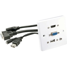 Lindy Čelo zásuvky HDMI + VGA + jack3,5mm + USB, plast, bílé (60220) - 25.43.0425