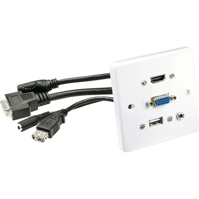 Lindy Čelo zásuvky HDMI + VGA + jack3,5mm + USB, plast, bílé (60220) - 25.43.0425