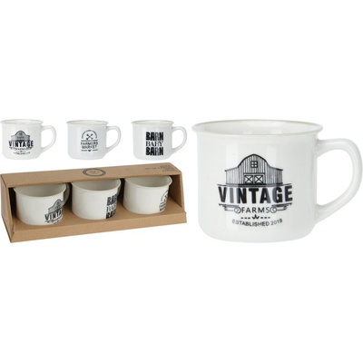 EXCELLENT HOUSEWARE Hrnček na kávu VINTAGE súprava 3 x 180 ml