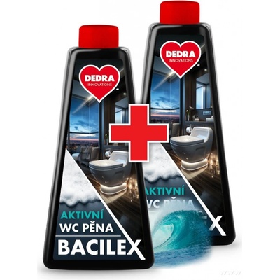 BACILEX SADA 1+1 aktivní WC pěna na mísy, prkénka a celé okolí toalet 500 ml + 500 ml náplň