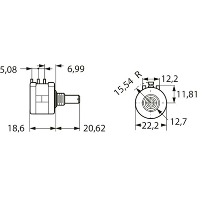 Bourns 3590S-6-103L precizní potenciometr, 10cestný, 2 W, 10 kΩ, 1 ks, Piece