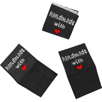 Pro Háčkování Látková cedulka Handmade černá se srdcem