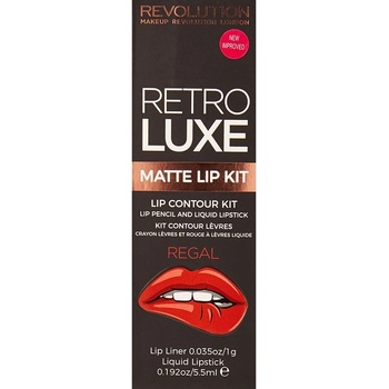 Makeup Revolution Комплект Makeup Revolution: Retro Luxe Червило за устни Regal 1 g + Retro Luxe Matte Течно червило Regal 55 ml