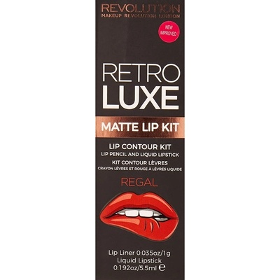 Makeup Revolution Комплект Makeup Revolution: Retro Luxe Червило за устни Regal 1 g + Retro Luxe Matte Течно червило Regal 55 ml