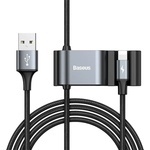 Baseus USB кабел с Lightning конектор и 2xUSB-A порта (150 см) - Baseus Special Data Cable for Backseat (Lightning + USB) (CALHZ-01) (черен) (CALHZ-01)