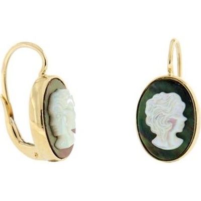 Lillian Vassago Zlaté patentové náušnice kamej s achátem LLV31-GER074AG