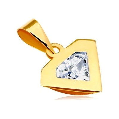 Šperky eshop Přívěsek ve žlutém 14K zlatě silueta diamantu blýskavý čirý zirkon GG18.15