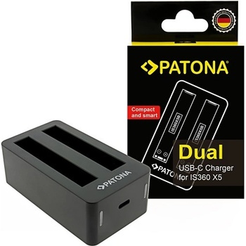 Patona Зарядно за батерия Insta360 X5, CINSBAHA , USB-C, двоен (4240)