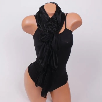 Image 1 of Черен елегантен прозрачен шал с ефектен набор