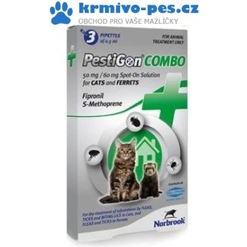 Pestigon Combo 50mg spot-on kočky fretky 3x0,5 ml