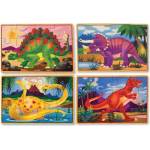 Melissa & Doug - Четири дървени пъзела в кутия - Динозаври (13791)