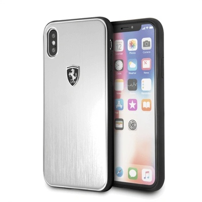 Ferrari Heritage Aluminium Hard Case - дизайнерски алуминиев кейс за iPhone XS, iPhone X (сребрист)