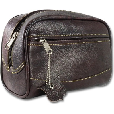 Parker hnědá kožená toaletní taška