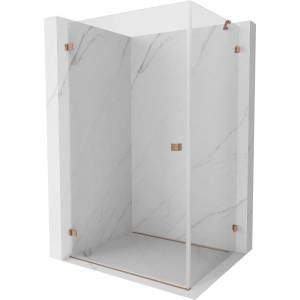 Mexen Lunar-B лява отваряема душ кабина 85 x 80 см, прозрачна, матова мед - 832-085-080-65-00-L (832-085-080-65-00-L)
