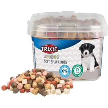 TRIXIE Junior Soft Snack Dots - Лакомство за подрастващи кучета, меки хапки с пилешко и сьомга, омега 3 и омега 6, 140 гр