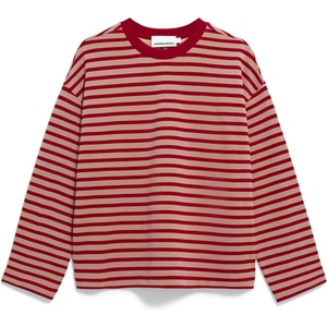 ARMEDANGELS Дамски пуловер ARMEDANGELS Women's Frankaa Stripe Jumper - Velvet Red / Honey Reed - размер XXL (117-1841-2116)