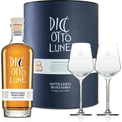 Grappa Marzadro le Diciotto lune PORTO 42% 0,5 l (dárkové balení 2 skleničky)