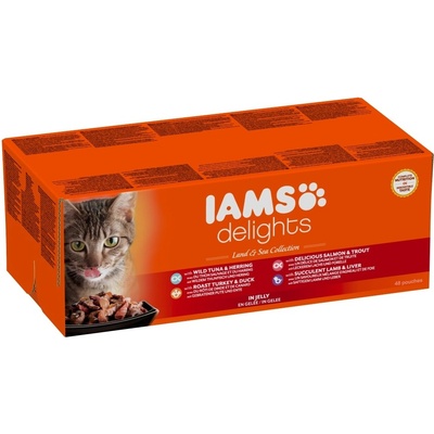 Iams Delights Adult Land & Sea v želé 48 x 85 g