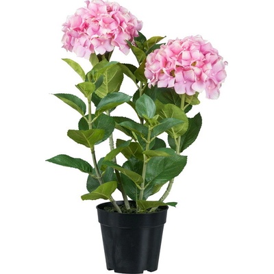 Umělá květina Hortenzie růžová v květináči, 58cm