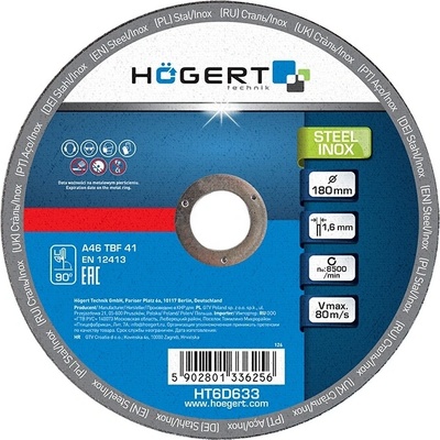 Hogert Řezací kotouč 180 x 22,2 mm HT6D633