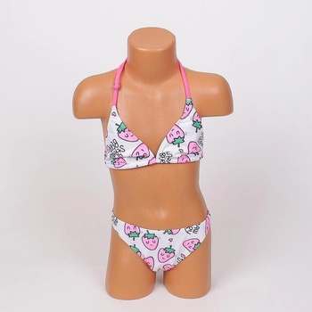 Image 1 of Детски бял бански от две части с розови ягоди