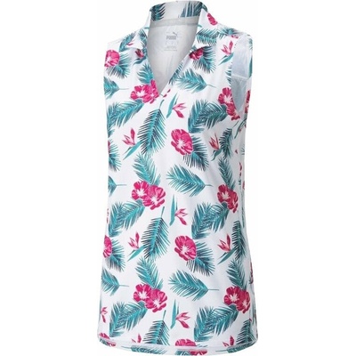 Puma Cloudspun Paradise sleeveless Polo Bright white/Festival Fuchsia