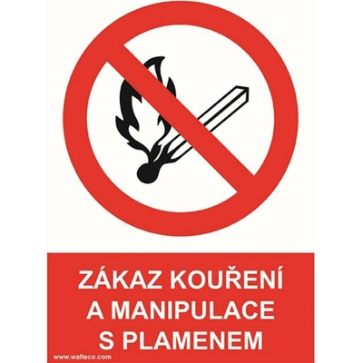 Walteco Zákaz kouření a manipulace s plamenem 148x210mm, formát A5, samolepka Množství: 1 ks , 20067