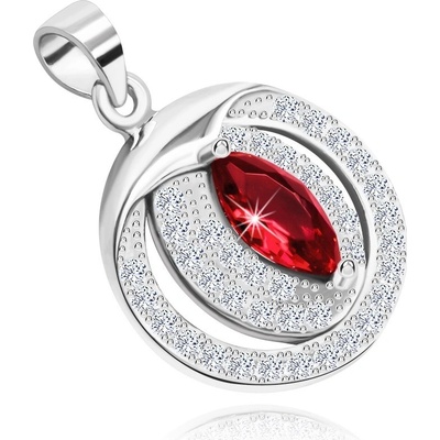 Šperky eshop Přívěsek ze stříbra zirkonové zrno červené barvy rámeček z čirých zirkonů U21.11