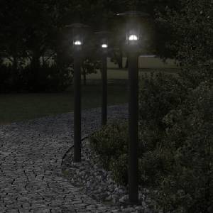 vidaXL Външни подови лампи, 3 бр, черни, 60 см, неръждаема стомана (4006356)