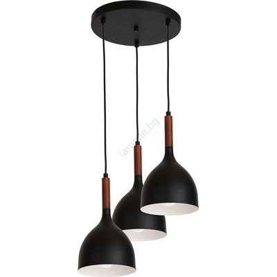 Luminex Пендел NOAK WOOD 3xE27/15W/230V черен/бук (LU1390)