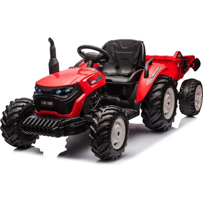 mamido Elektrický traktor s přívěsem pro děti HC-306 24V červená