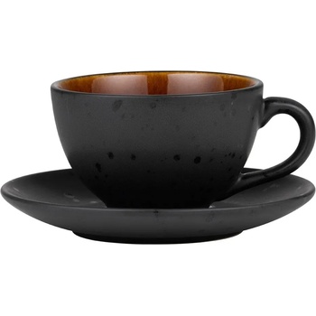 Bitz Чаша за чай с чинийка 220 мл, черно/кехлибарено, Bitz (BITZ821341)