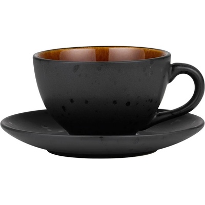 Bitz Чаша за чай с чинийка 220 мл, черно/кехлибарено, Bitz (BITZ821341)