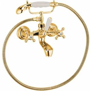 Kludi Смесител за вана и душ Klud Adlon, златист, с душ комплект (514414520)