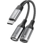Dudao L13C+ 2в1 USB-C адаптер - сив (L13C+)