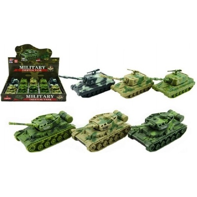 Teddies Tank plast 11cm 2 farby na zotrvačník 12ks v boxe