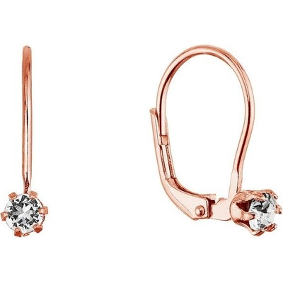 Evolution Group Pozlacené visací náušnice se Swarovski krystalem 31322.1 rose gold