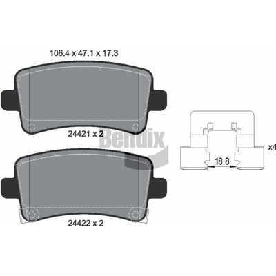 Sada brzdových destiček, kotoučová brzda BENDIX Braking BPD1243