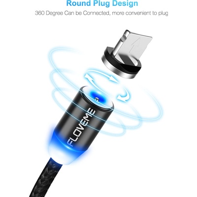 LED Magnetic nabíjací kábel lightning 1m/2m pre Apple iPhone Dĺžka: 1m