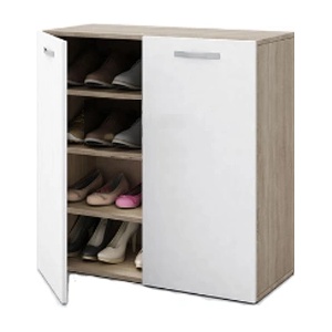 Bogdan Furniture I Шкаф за обувки Мебели Богдан Модел 4051, Сонома тъмна/Бяло