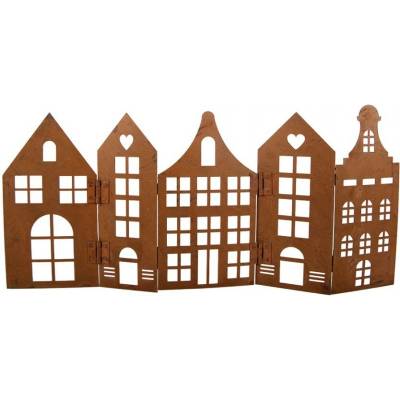 Rustikální rezavá dekorace vesnička domky Candle Rust - 45*1*21 cm - Clayre & Eef