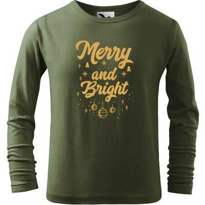 Dobrý triko Dětské bavlněné triko Merry and bright Khaki