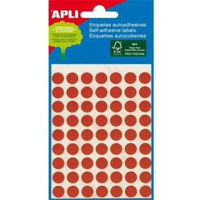 Etikety, 8 mm okrúhle, ručne popisovateľné, farebné, APLI, červené, 288 etikiet/bal