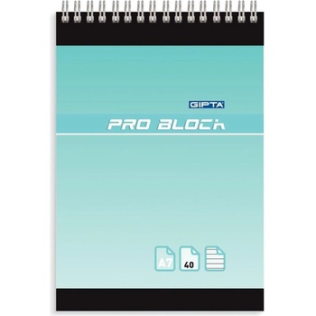 GIPTA Тефтер Pro-Block, А7, бяла хартия, широки редове, карт (1570180179)