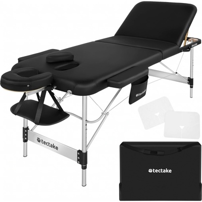 Tectake 405585 3 zóny masážní lehátko s 5cm polstrováním a hliníkovým rámem černá 78 cm