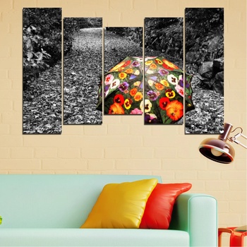 Vivid Home Картини пана Vivid Home от 5 части, Цветя, Канава, 110x65 см, 4-та Форма №0677