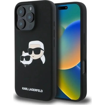 KARL LAGERFELD Силиконов кейс Karl Lagerfeld Heads Print MagSafe за iPhone 16 Pro - черен (3666339319540)