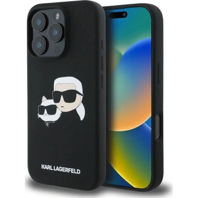 KARL LAGERFELD Силиконов кейс Karl Lagerfeld Heads Print MagSafe за iPhone 16 Pro - черен (3666339319540)